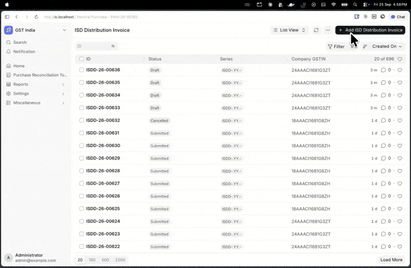 Creating an ISD Distribution Invoice directly